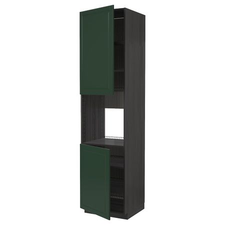 Высокий шкаф для духовки/2дверцы/полки, черный/Будбин темно-зеленый 60x60x240 см IKEA МЕТОД 493.133.87