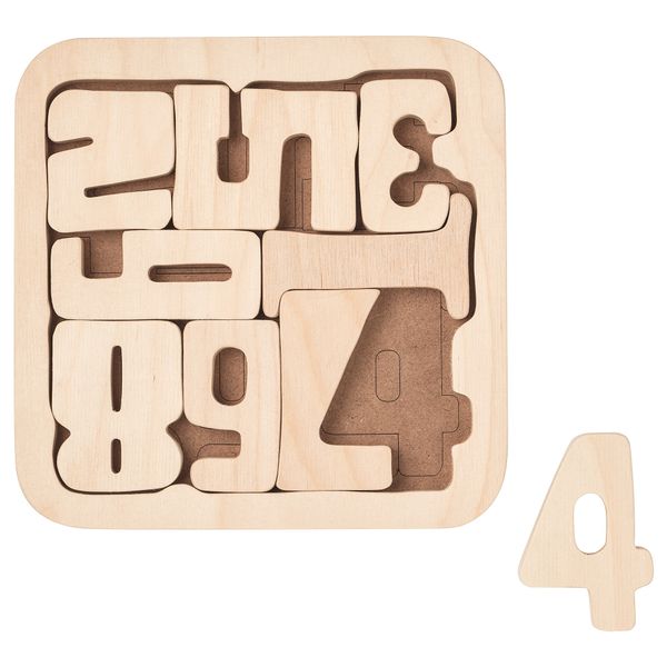 Головоломка ПЮСЛА, цифры, фанера - схема-чертеж с размерами