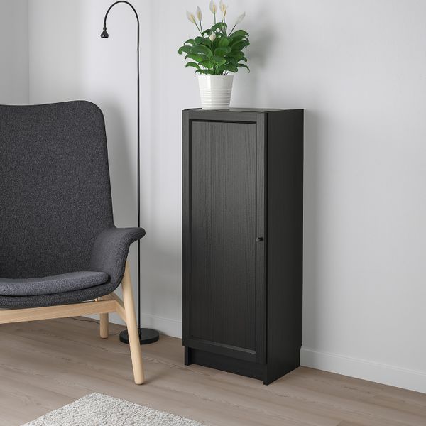 Стеллаж с дверью, черно-коричневый 40x30x106 см IKEA BILLY БИЛЛИ / OXBERG ОКСБЕРГ 492.873.88 - фото 2