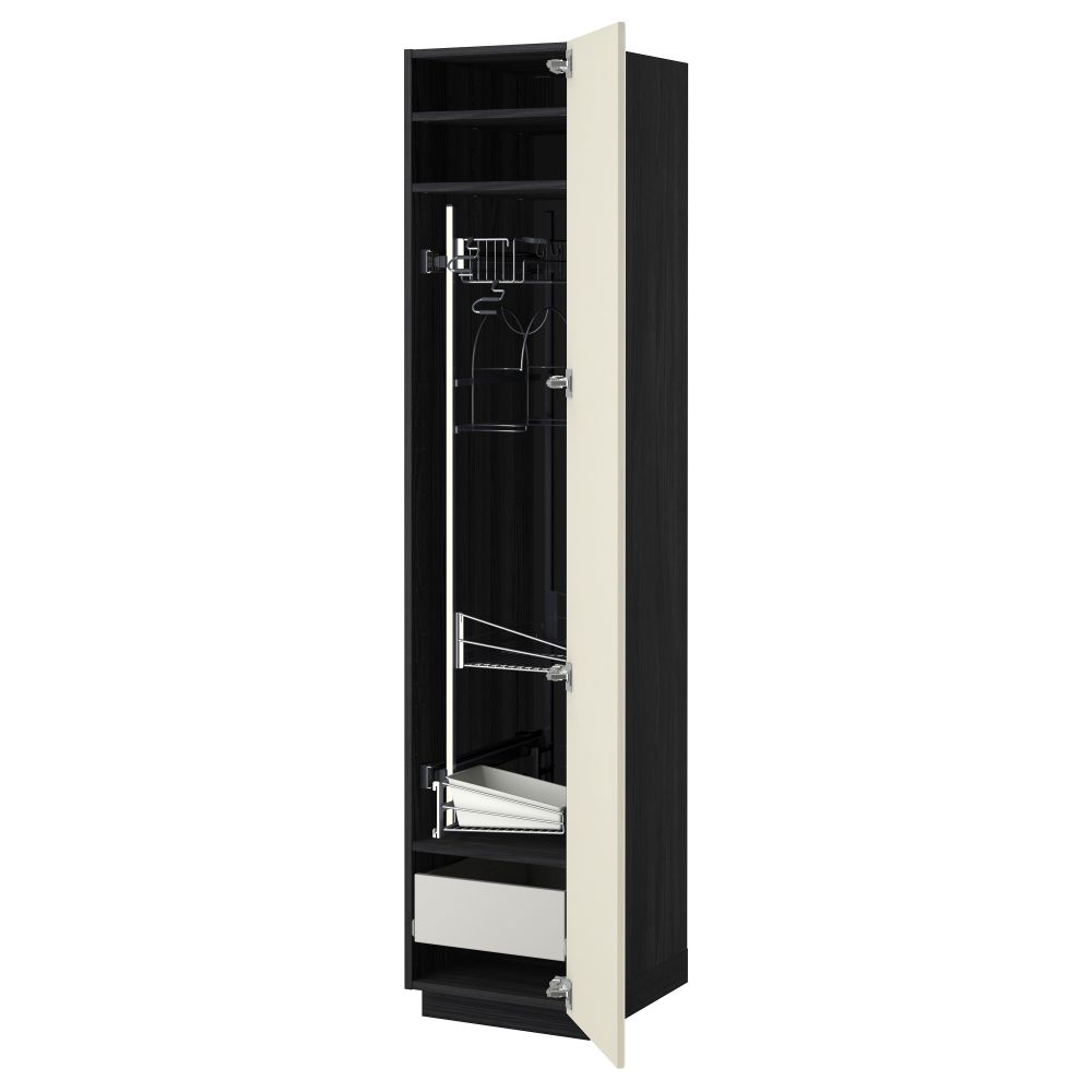 Высокий шкаф с отделением для аксессуаров, для уборки МЕТОД / ФОРВАРА, черный, Будбин белый с оттенком - фото 1