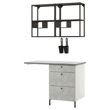 Комбинация для хранения, 121.5x63.5x222 см, антрацит, под бетон IKEA BEGIVENHET БЕГИВЕНХЕТ 193.315.14