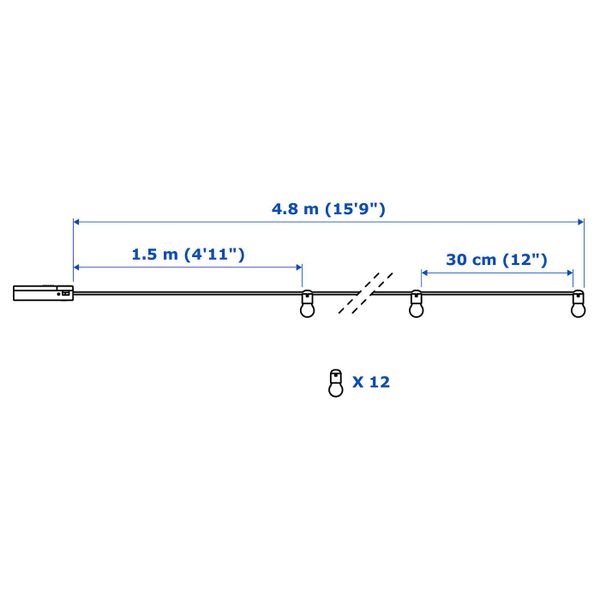 Гирлянда, 12 светодиодов, для помещений/с батарейным питанием черный IKEA BLÖTSNÖ БЛОТСНО 204.211.32 - фото 6