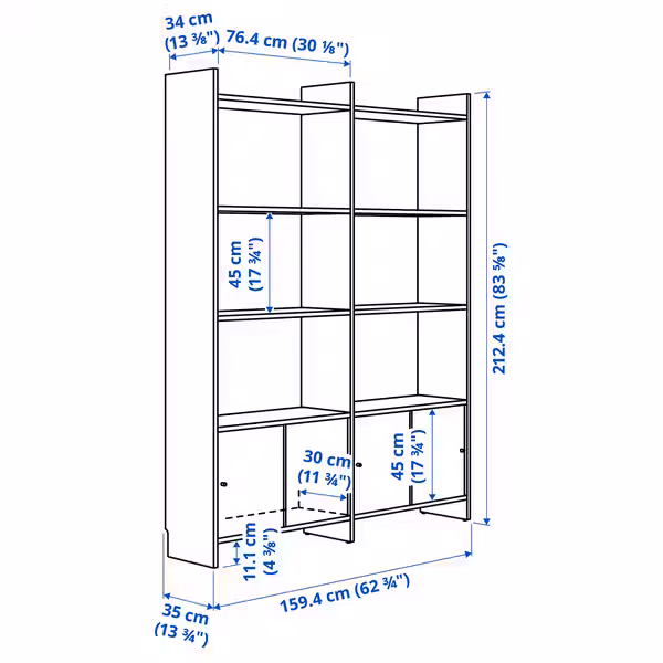 LÅDMAKARE ЛОДМАКАРЕ Комбинация для хран с раздв дверц - схема-чертеж с размерами