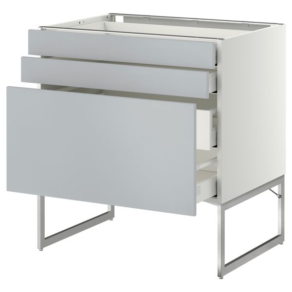 Напольный шкаф 3 фронтальных панели, 2 нижних, 2 средних ящика МЕТОД / МАКСИМЕРА, белый, Веддинге серый - схема-чертеж с размерами