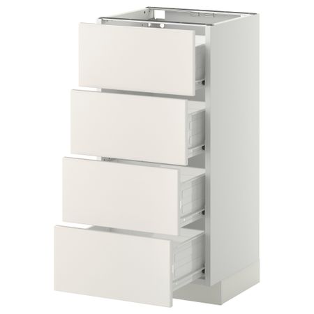 Напольный шкаф 4 фронтальных панели, 4 ящика МЕТОД / ФОРВАРА, белый, Веддинге белый