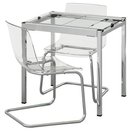 Стол и 2 стула ГЛИВАРП / ТОБИАС, прозрачный, хромированный прозрачный (75 см)