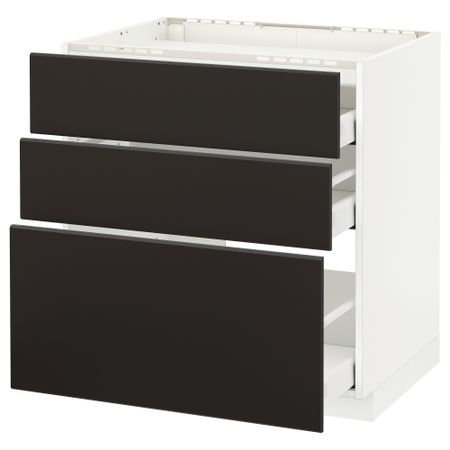 Напольный шкаф, 3 фронтальных панель, 3 ящика, 80x60 cm IKEA METOD МЕТОД, MAXIMERA МАКСИМЕРА 892.120.08