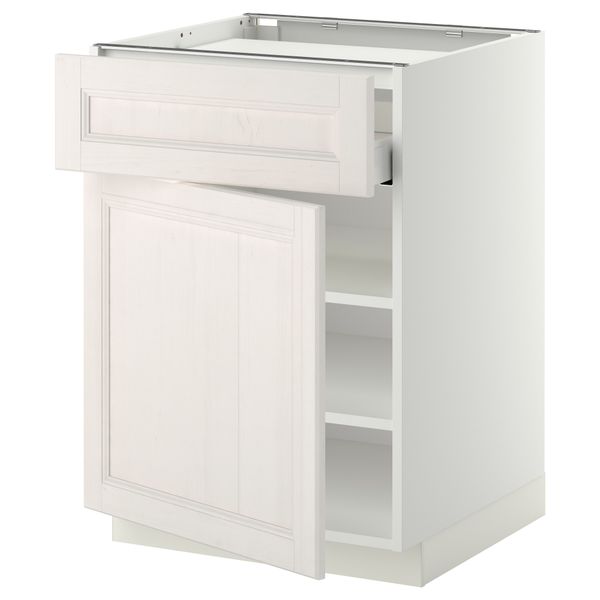 Напольный шкаф для варочной панели, ящик, полка, дверцы МЕТОД / МАКСИМЕРА, белый, Лаксарби белый (60x60 см) - фото 1