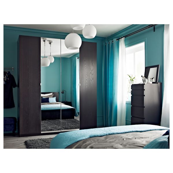 Комод с 6 ящиками, черно-коричневый, зеркальное стекло 40x123 см IKEA МАЛЬМ 603.685.90 - фото 7