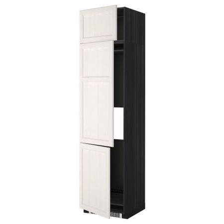 Высокий шкаф для холодильника или морозильника, с 3 дверями МЕТОД, черный, Лаксарби белый