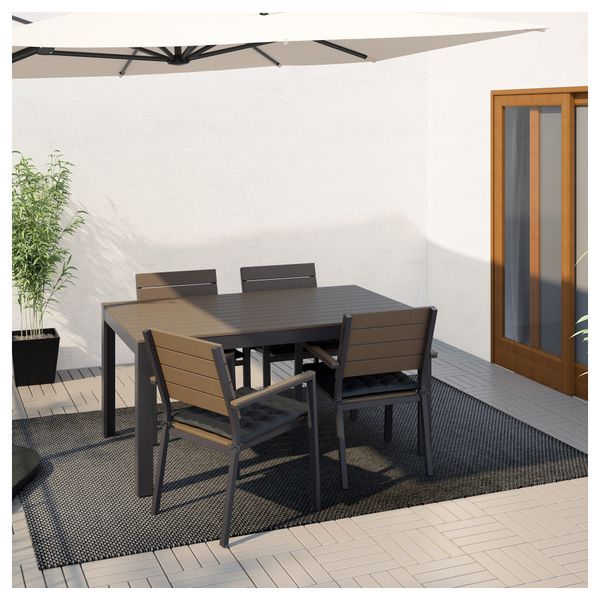 Садовый стол ФАЛЬСТЕР, черный, коричневый (160x100 см) - фото 2