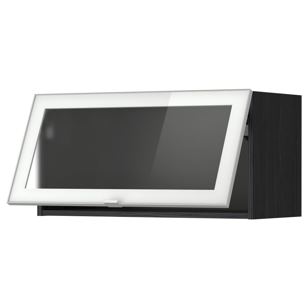 Горизонтальный навесной шкаф со стеклянной дверью МЕТОД, черный, Ютис матовое стекло - схема-чертеж с размерами