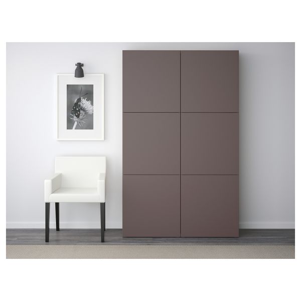 Комбинация для хранения с дверцами БЕСТО, под беленый дуб, Вальвикен темно-коричневый (120x40x192 см) - фото 2