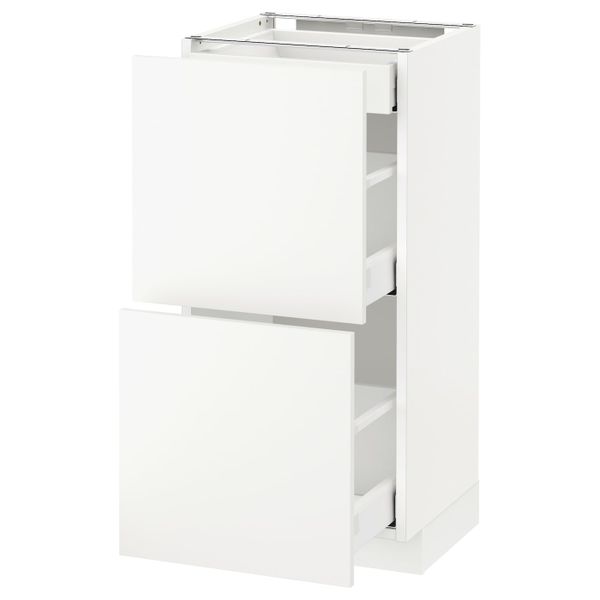 Напольный шкаф/2фасада/3ящика, белый/Хэггеби белый 40x37 см IKEA METOD МЕТОД / MAXIMERA МАКСИМЕРА 392.315.18 - схема-чертеж с размерами