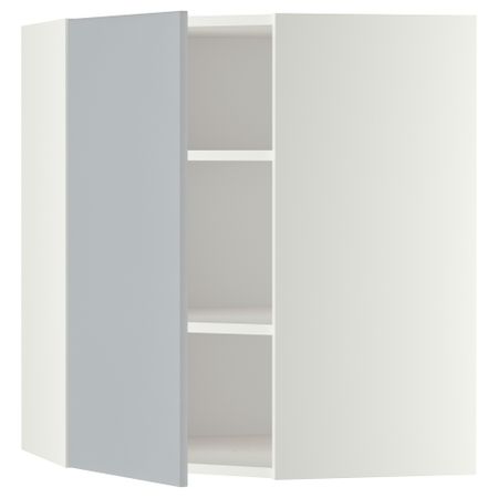 Угловой навесной шкаф с полками, 68x80 см, белый, Veddinge серый IKEA METOD МЕТОД 299.179.96
