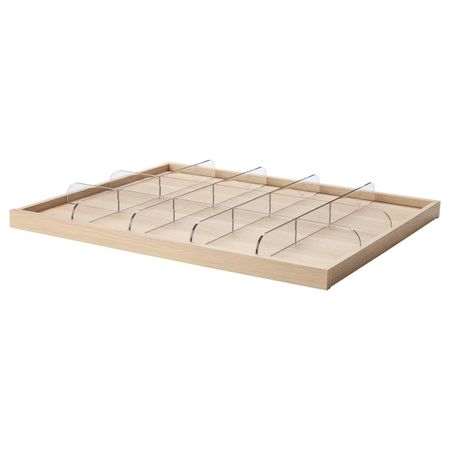 Выдвижная полка с разделителем, под беленый дуб, прозрачный 75x58 см IKEA КОМПЛИМЕНТ 392.429.70