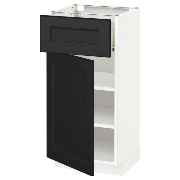 Напольный шкаф с ящиком, дверью МЕТОД / ФОРВАРА, белый, Лаксарби черно-коричневый - схема-чертеж с размерами