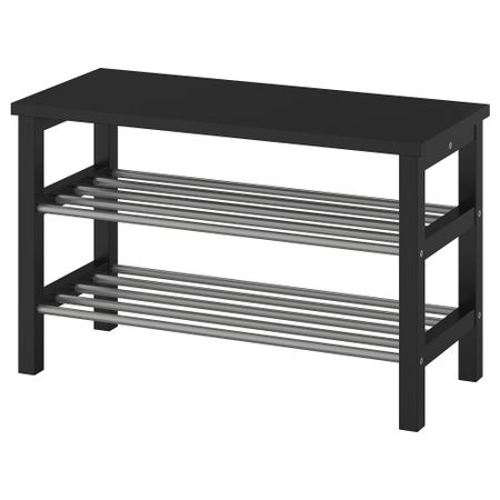 Скамья с полкой для обуви, черный, 81x34x50 см IKEA TJUSIG ЧУСИГ 602.990.59