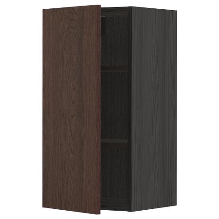 Навесной шкаф с полками, черный, Sinarp коричневый, 40x80 см IKEA METOD МЕТОД 594.577.28