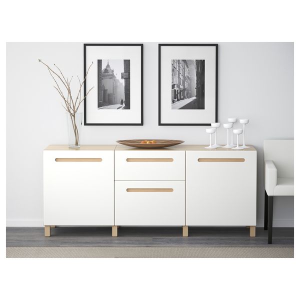 Комбинация для хранения с ящиками БЕСТО, под беленый дуб, Марвикен белый (180x40x74 см) - фото 2