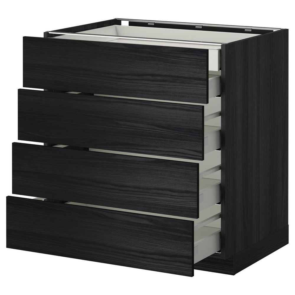 Напольный шкаф 4 фронтальных, 2 низких, 3 средних ящ, черный, Тингсрид черный 80x60 см IKEA МЕТОД / МАКСИМЕРА 292.343.53 - фото 1