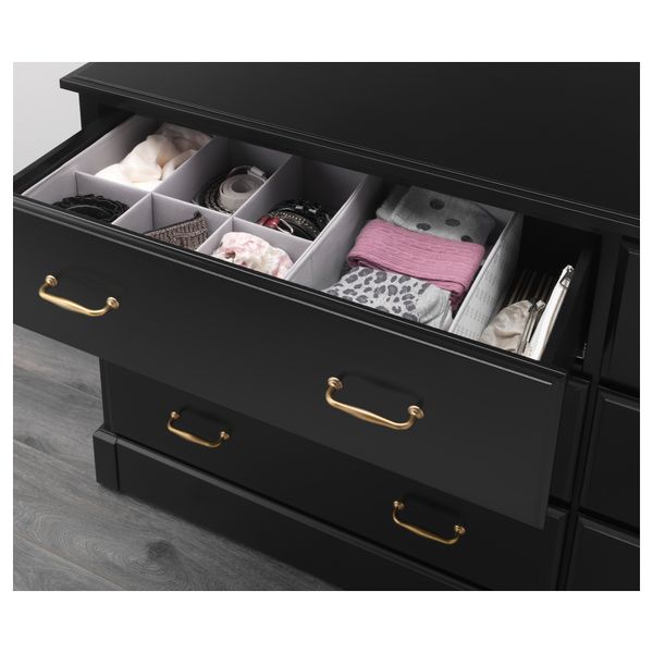 Комод с 6 ящиками УНДРЕДАЛЬ, черный - схема-чертеж с размерами