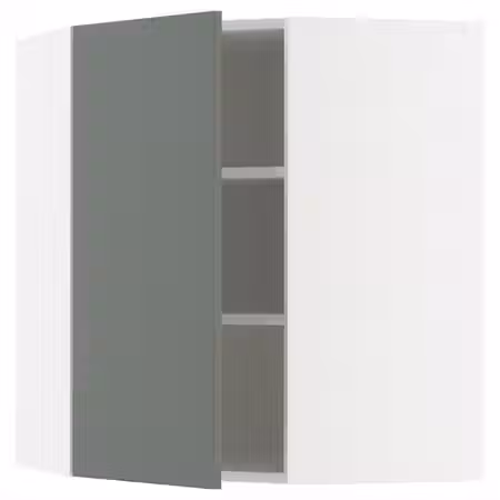 METOD Угловой навесной шкаф с полками - белый/Nickebo матовый серо-зеленый 68x80 см