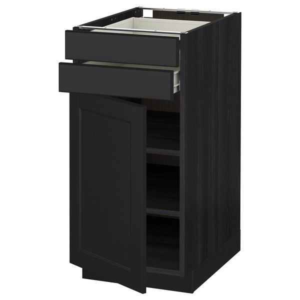 Напольный шкаф с дверцей, 2 ящиками МЕТОД / ФОРВАРА, черный, Лаксарби черно-коричневый - схема-чертеж с размерами