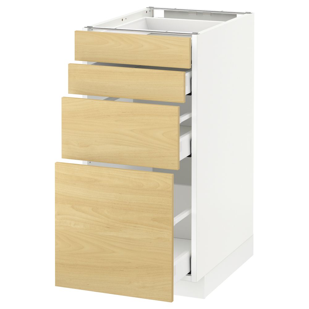 Напольный шкаф 4 фронтальных панели, 4 ящика МЕТОД / МАКСИМЕРА, белый, Тингсрид береза - схема-чертеж с размерами