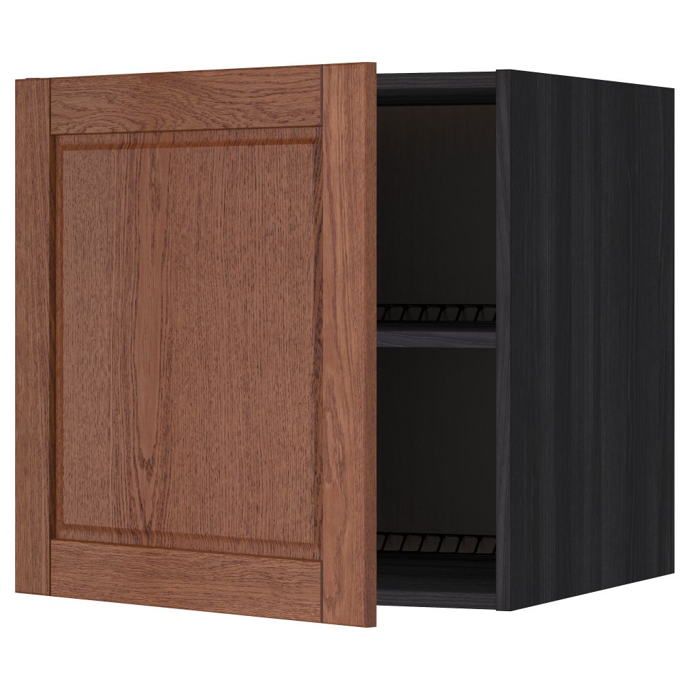 Верхний шкаф на холодильник, морозильник МЕТОД, черный, Филипстад коричневый - схема-чертеж с размерами