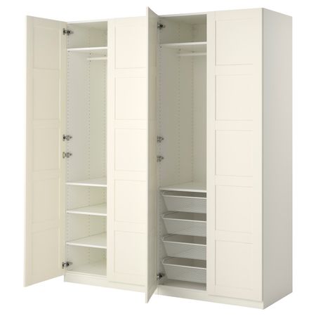 Гардероб, белый, Бергсбу белый, 200x60x236 см IKEA ПАКС 892.488.42