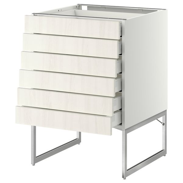 Напольный шкаф 6 фронтальных панелей, 6 нижних ящиков МЕТОД / МАКСИМЕРА, белый, Росдаль белый - схема-чертеж с размерами