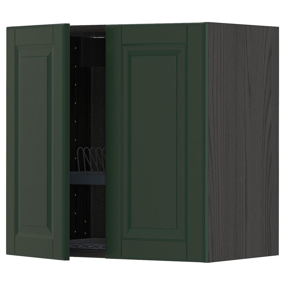 Навесной шкаф с посудной сушилкой, 2 дверец, черный/Будбин темно-зеленый 60x60 см IKEA МЕТОД 693.133.05 - схема-чертеж с размерами