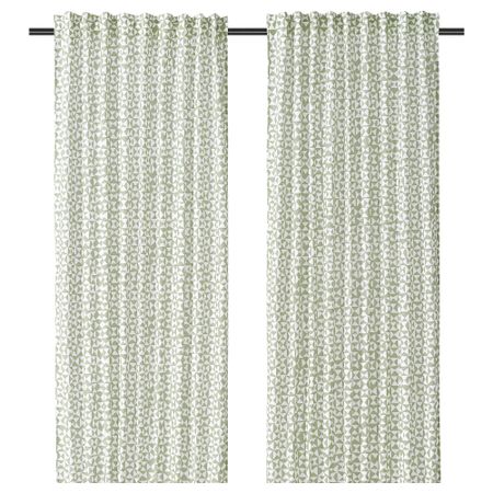 Гардины, 2 шт., зеленый, 145x300 см IKEA HÅRKÖRVEL 605.785.07