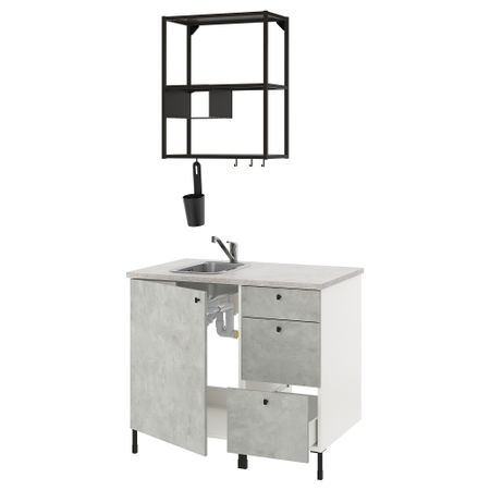 Кухня, 103x63.5x222 см, антрацит, под бетон IKEA BEGIVENHET БЕГИВЕНХЕТ 293.367.33