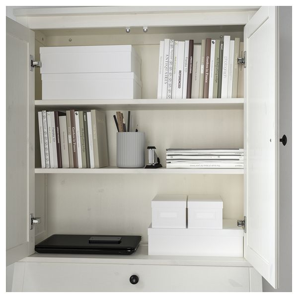 Бюро с дополнительным модулем ХЕМНЭС, белая морилка (89x198 см) - схема-чертеж с размерами