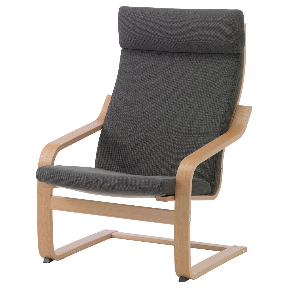 Кресло ПОЭНГ, дубовый шпон, Финнста серый - фото 1