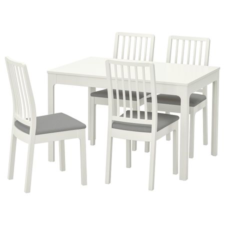 Стол и 4 стула, белый/Оррста светло-серый 120/180 см IKEA EKEDALEN ЭКЕДАЛЕН / EKEDALEN ЭКЕДАЛЕН 192.968.60