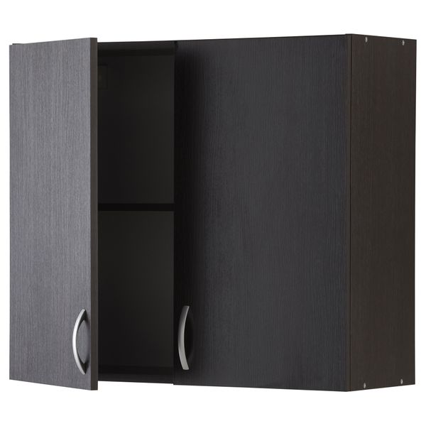 Навесной шкаф с дверями АЛЬБРУ, черно-коричневый (80x70 см) - схема-чертеж с размерами