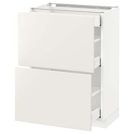 Напольный шкаф, 2 фасада, 3 ящика МЕТОД / МАКСИМЕРА, белый, Веддинге белый