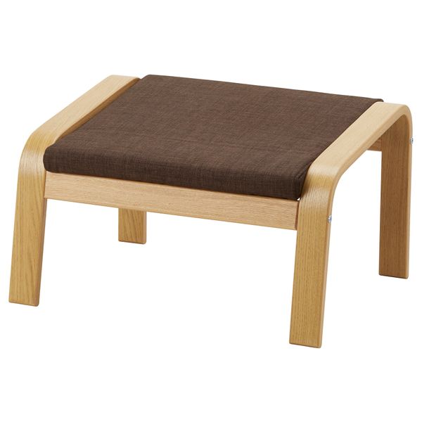 Табурет для ног ПОЭНГ, дубовый шпон, Шифтебу коричневый - схема-чертеж с размерами