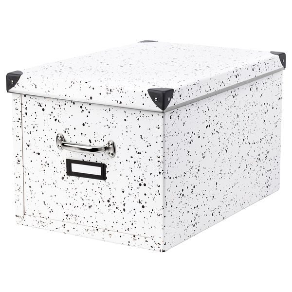 Коробка с крышкой ФЬЕЛЛА, белый, в горошек (35x56x30 см) - фото 1