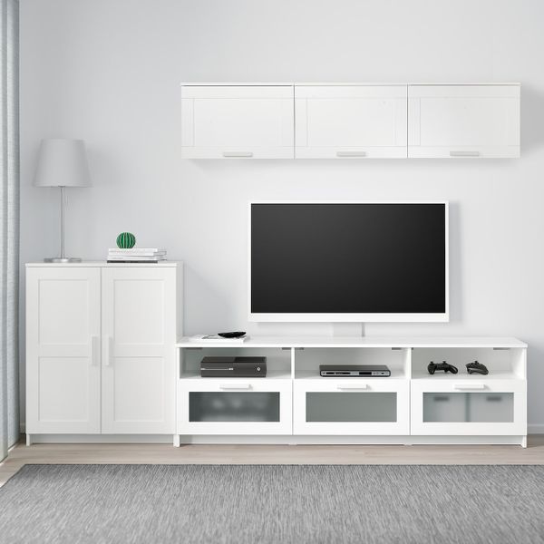 Шкаф для ТВ, комбинация, белый 258x41x190 см IKEA BRIMNES БРИМНЭС 193.967.27 - фото 2