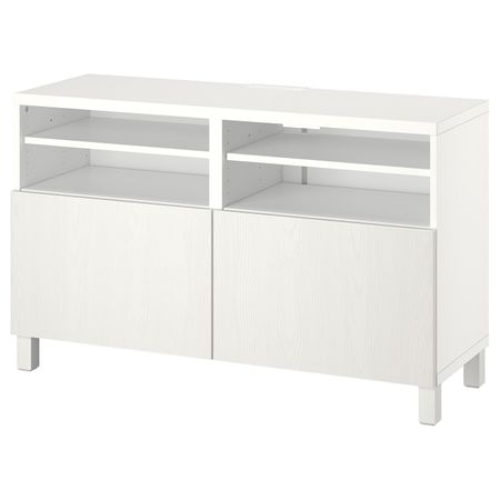 Тумба под ТВ, с дверцами, белый/тиммер/стуббар белый 120x42x74 см IKEA BESTÅ БЕСТО 394.325.45