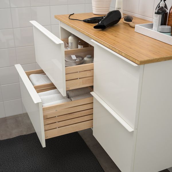 Шкаф для раковины с 4 ящ, глянцевый белый/бамбук 102x49x60 см IKEA GODMORGON ГОДМОРГОН / TOLKEN ТОЛКЕН 992.953.24 - фото 3