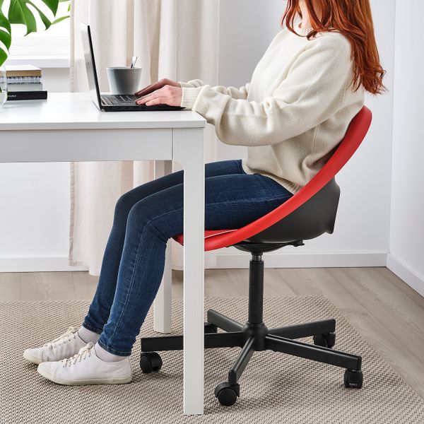 Рабочее кресло c подушкой, красный/черный IKEA ELDBERGET ЭЛДБЕРГЕТ / MALSKÄR МАЛЬСКЭР 093.319.15 - фото 3