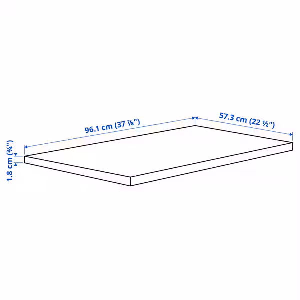 KOMPLEMENT Полка - белый 100x58 см - схема-чертеж с размерами