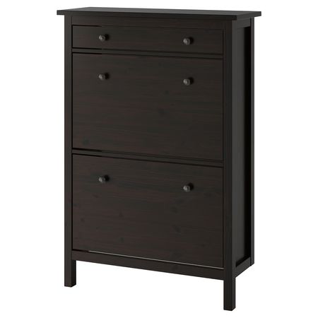HEMNES Галошница с 2 отделениями - черно-коричневый 89x30x127 см