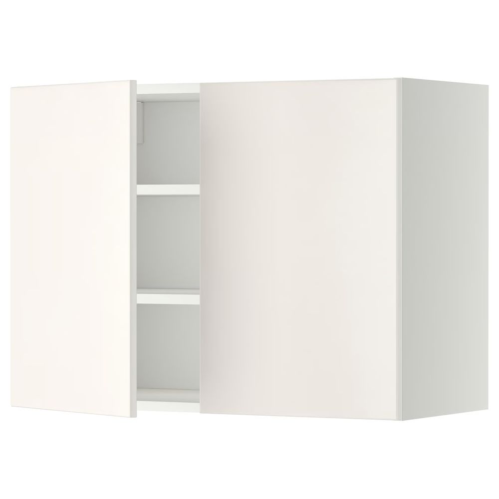 METOD Навесной шкаф с полками/2дверцы - белый/Veddinge белый 80x60 см - фото 1
