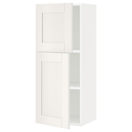 Навесной шкаф с полками, 2 дверцы МЕТОД, белый, Сэведаль белый